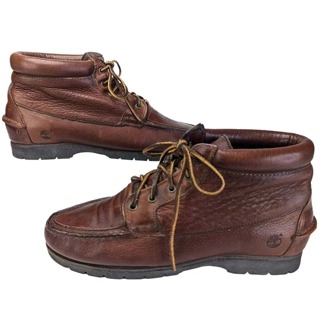 Vintage Timberland M Paddock Moc Toe Boots Chukka Brown Leather Ankle M9 W11