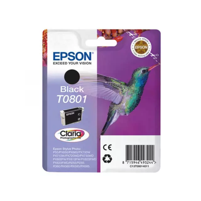 EPSON T0801 Tinte schwarz Standardkapazität 7.4ml 330 Seiten 1-pack blister ohne