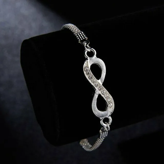 Fashion Silver Bangle Women Infinity Adjustable Chain Bracelet Jewelry Gifts