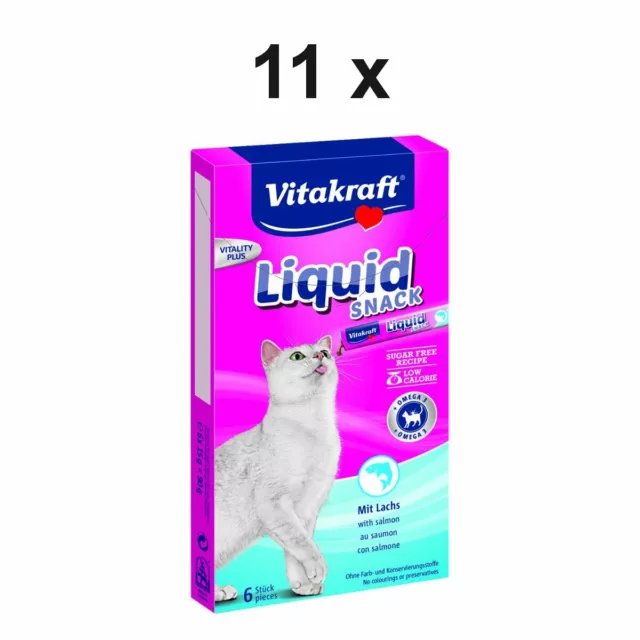 VITAKRAFT Snacks para Gatos Cat Líquido Salmón - 11 X 90g - Premios
