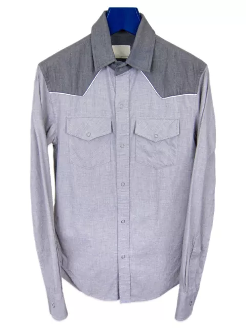 Band of Outsiders Gray Brushed Flannel Western Shirt sz 0 XS