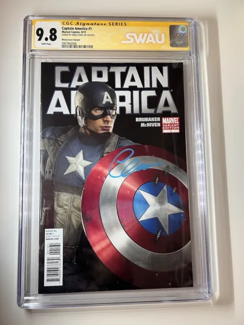 Captain America 1 CGC 9.8 SS Signed Chris Evans Movie Photo Cover SWAU