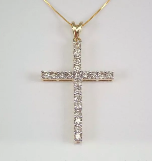 1Ct Round Cut Lab Created Moissanite Cross Pendant 14K Yellow Gold Plated Silver