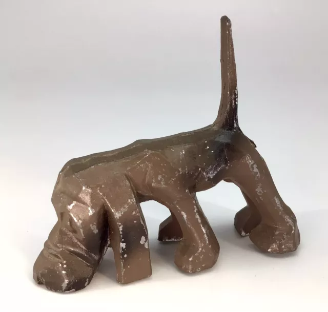 Metal Blood Hound Dog Figurine Hunting Painted 3 1/4” Vintage