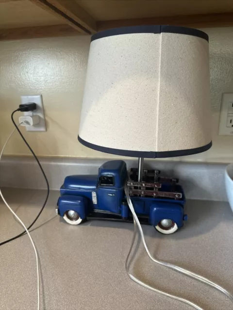 Pottery Barn Blue Truck Lamp