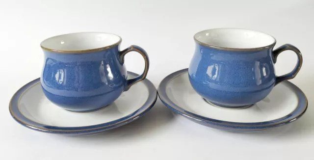 Denby Imperial Blue Tea Cups and Saucers x 2