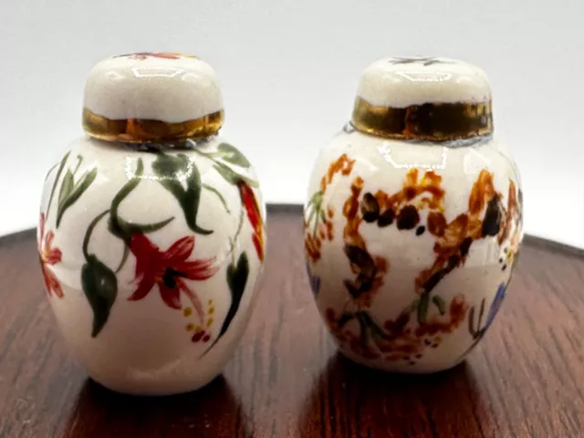 Dolls house miniature 1:12 HAND PAINTED porcelain ginger jars by SU CARTER 3