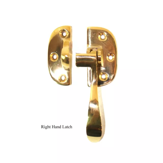 Right Handed Ice Box or Hoosier Latch in Solid Brass for Antique Refrigerator