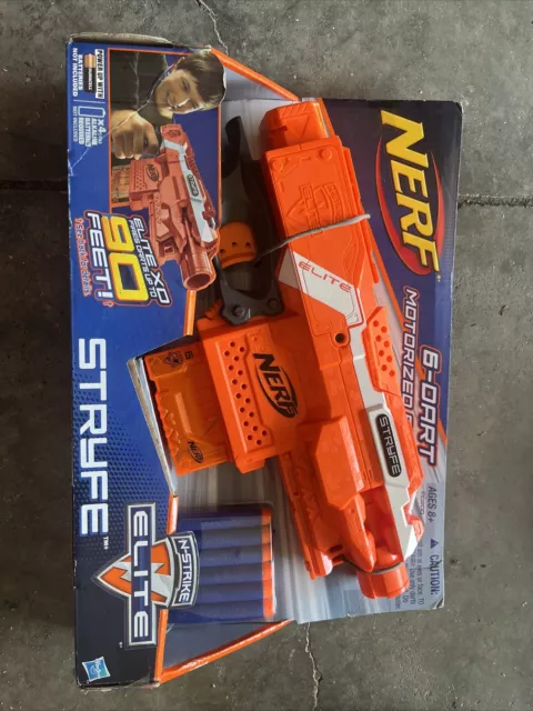 Nerf N-Strike Elite Stryfe Orange 6 Blue Dart Motorized Blaster Gun - A0200 NEW