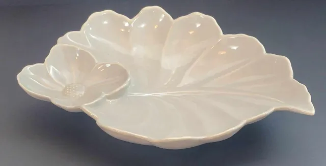 Vintage Mid Century Large Blue Ceramic Flower Leaf Dish. Beswick c 1950