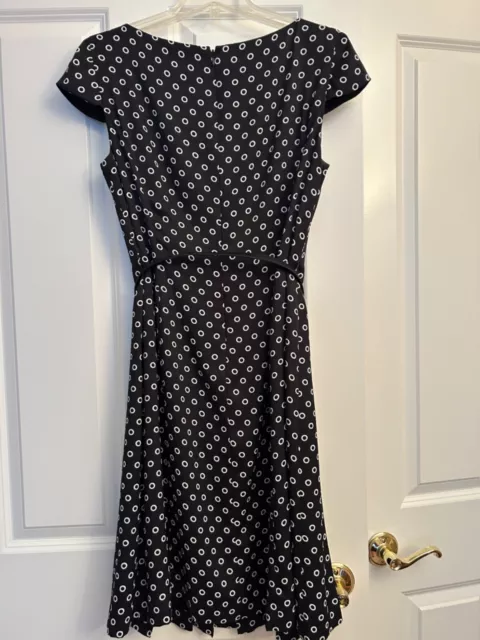 Jones New York Dress Women's Sz 8 Black Polka Dot Dress 2