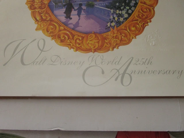 Walt Disney World 25th Anniversary Poster Embossed Logo Cinderella Castle 1996