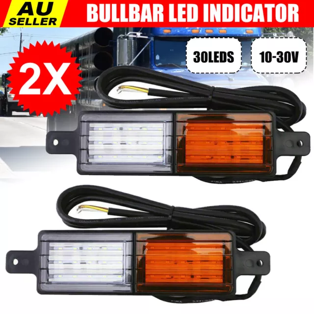 2x 30 LED Bullbar Indicator Lights Front DRL Amber Park For Marker ARB TJM Lamp