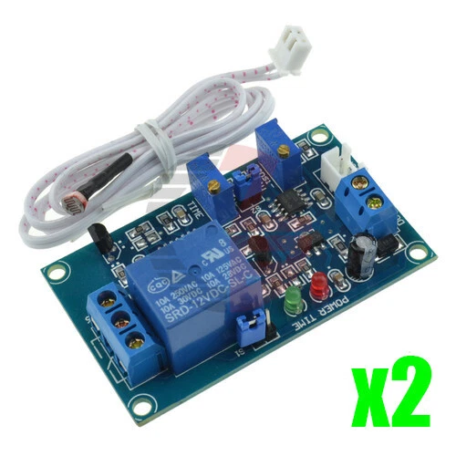 2PCS PHOTORESISTOR RELAY Module 12V Light Detect Sensor Timmer Light ...