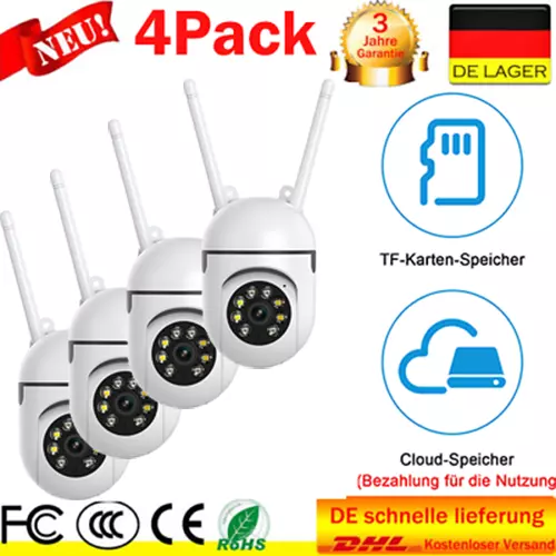 4X 1080P HD FUNK WLAN WIFI IP NETZWERK CAMERA Outdoor AUßEN ÜBERWACHUNGSKAMERA