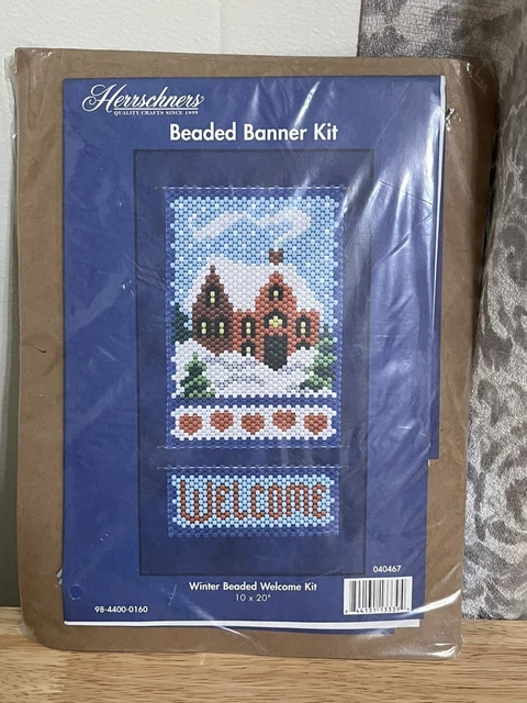 Kit de banderas con cuentas Herrschner invierno hogar nieve 10x20"" nuevo