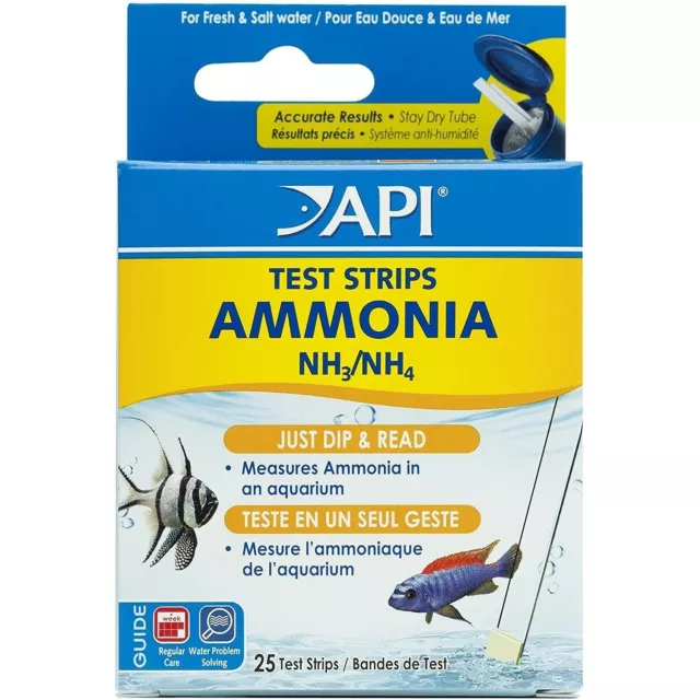 API Ammonia Freshwater and Saltwater Aquarium Water Test Strips Pack of 25