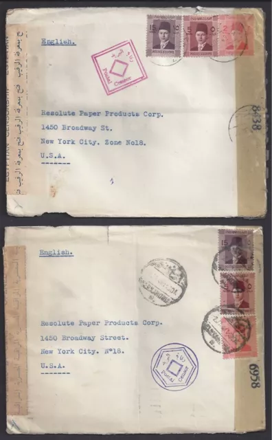 Egipto 1940's Correo Aéreo Cubierta De Alexandria & Cairo A Ny W/ Más