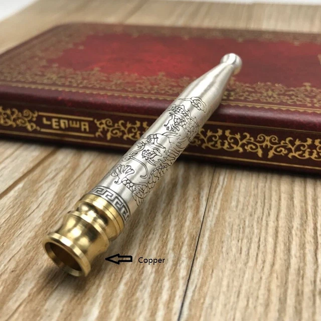 Genuine 990 Fine Silver Cigarette Holder Dragon Pattern Stamp 足银990