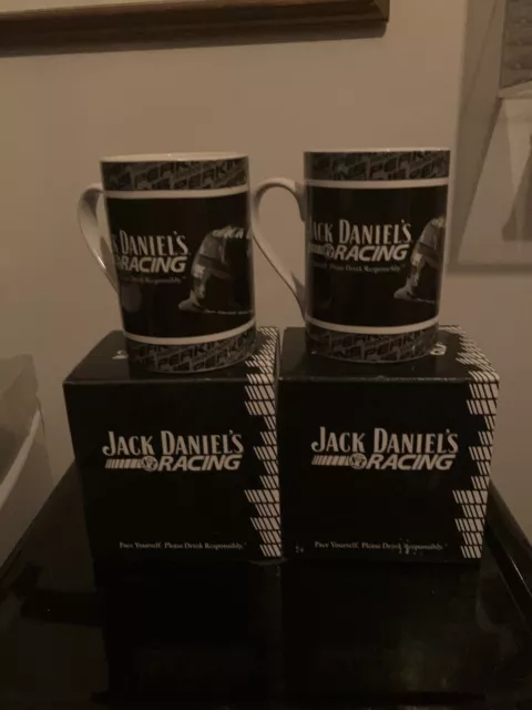 2 x Jack Daniel's Racing Old No 7  Whisky  Black Coffee Mug  Perkins Motorsport