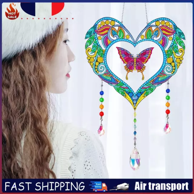 Animal Wind Chimes Butterfly In Love Diamond Crystal Painting Home Ornament FR