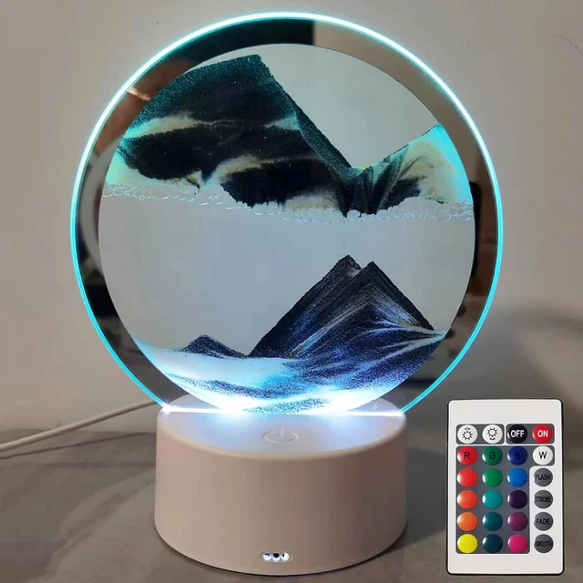 3D Moving Sand Art Picture Lamp Liquid Motion Deep Sea Sandscape,RGB Color Night