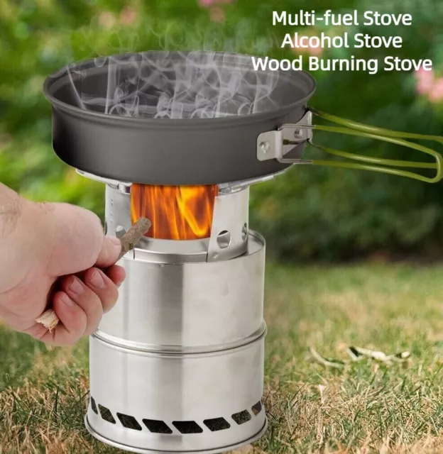 Portable Barbecue Burning Wood Stove Stainless Steel Outdoor Mini Camping Stove