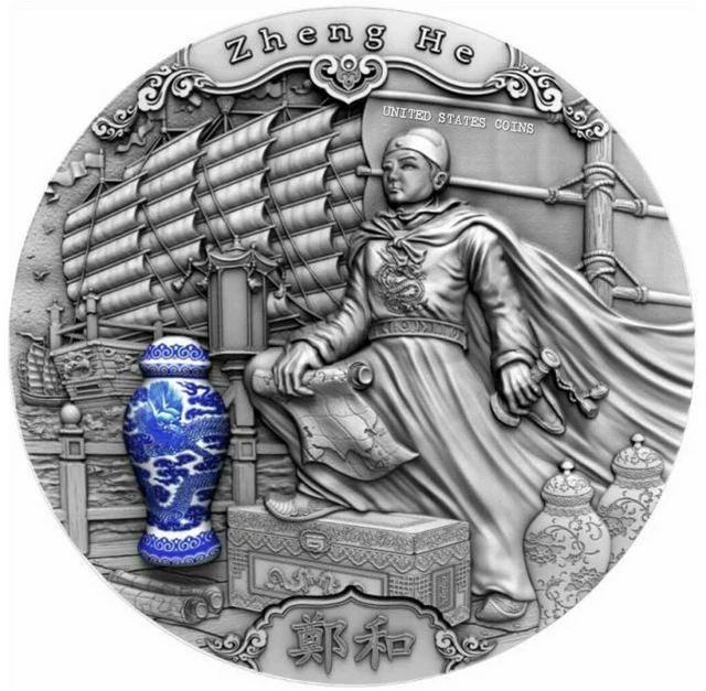 2020 2 Oz Silver $5 Niue Famous Explorers ZHENG HE Antique Finish Coin.