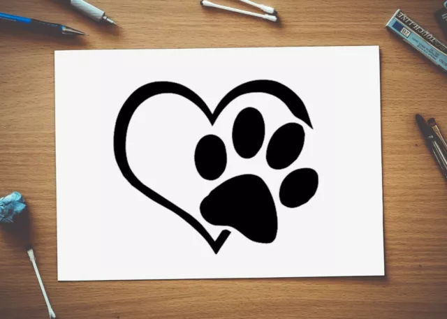Auto Aufkleber Set 2 Stück Pfote Herz für Tiere Hund Katze Fun Sticker KFZ 