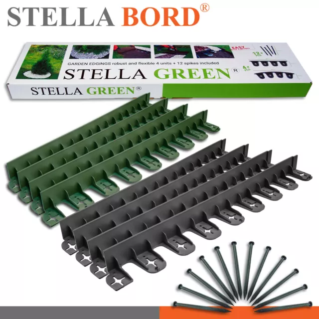 Lot 12 Bordures Pelouse Plastique Anthracite 43×12 Cm – Flexible Avec Clous 20 Cm – FIVMEN Jardin Propre