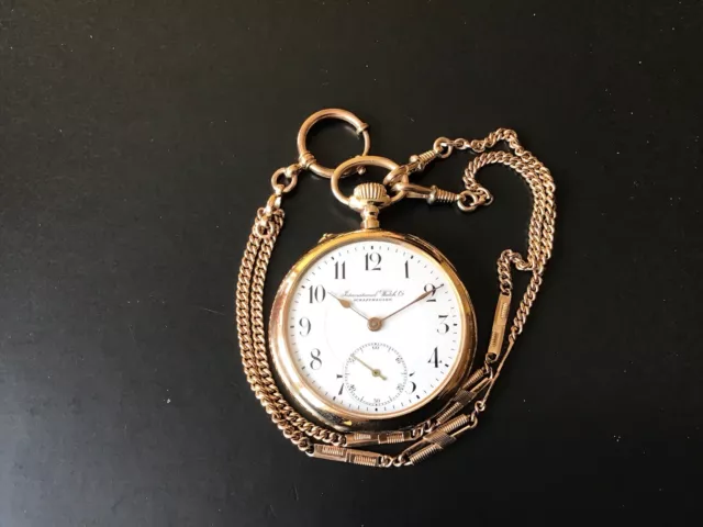 IWC Taschenuhr 14 Karat Gold Mit Kette