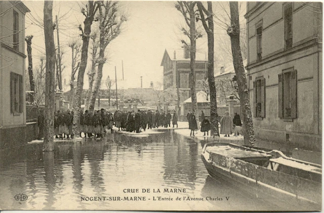 NOGENT-SUR-MARNE crue de la marne entrée de l'avenue charles V éd ELD
