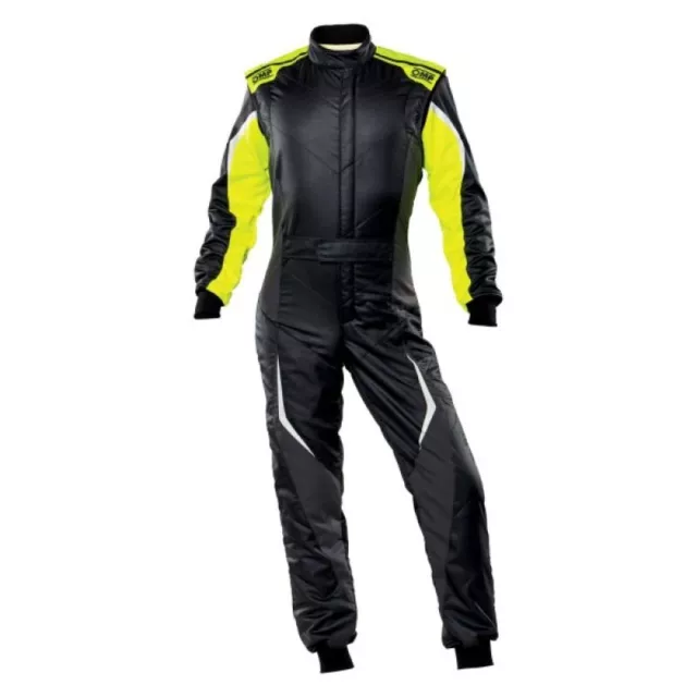 OMP Racing Tecnica Evo Overall My21 Black/Yellow - Size 60 (Fia 8856-2018)