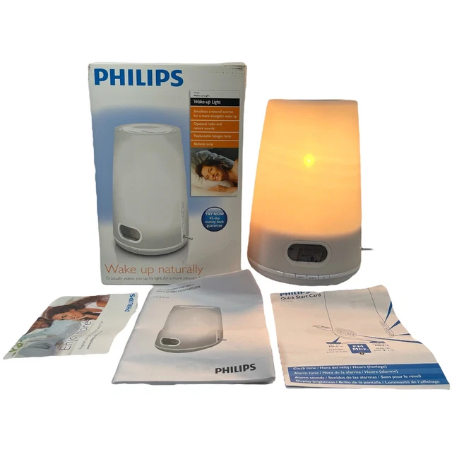 Reloj despertador con luz de despertar Philips HF3470 con pantalla LCD y radio digital FM
