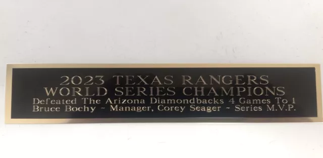 Texas Rangers 2023 World Series Nameplate For A Baseball Card Display 1.5" X 6"