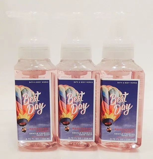 3 BATH & BODY WORKS BEST DAY RASPBERRY SORBET GENTLE FOAMING HAND SOAP 8.75oz