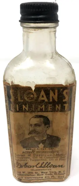 Rare Vintage Apothecary Bottle Sloan's Family Liniment New York St. Louis