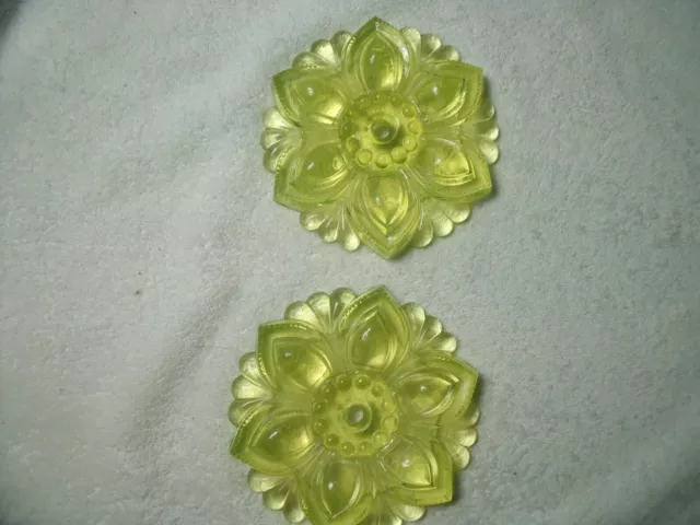 Vintage Vaseline Glass Flower Curtain Tie Backs