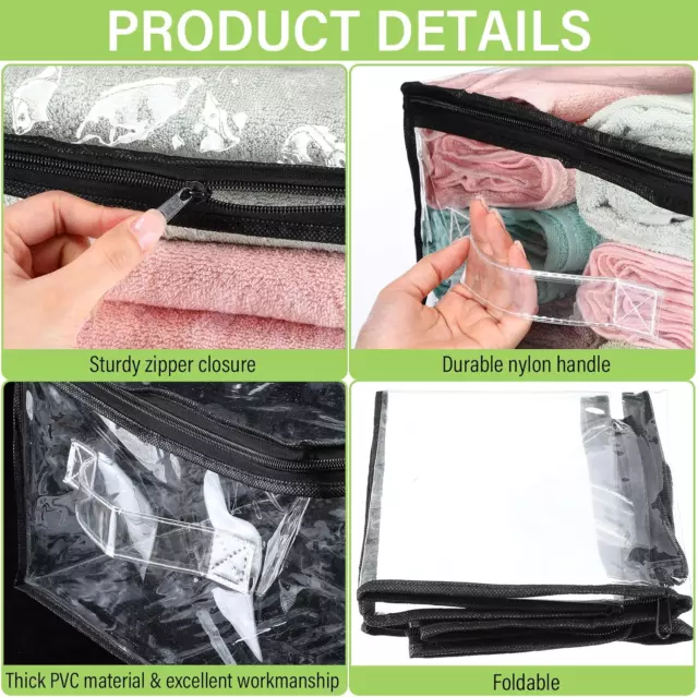 16 Pack Clear Vinyl Storage Bag with Zippered and Handle 16 X 12 X 8 Inch Blanke 3