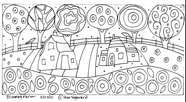 RUG HOOK CRAFT PAPER PATTERN Blooming Farm FOLK ART PRIMITIVE Karla Gerard
