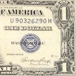 1935E $1 Blue SILVER Certificate X6290 Choice FINE! Old US Paper Currency!