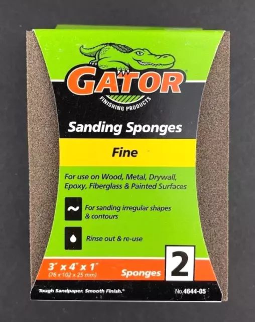Gator Sanding Sponges 2 Fine 3” x 4” x1”  2 Pack • NEW