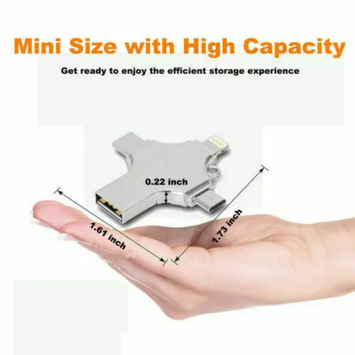 4 in 1 USB Flash Drive 2TB 1TB Memory Photo Stick for iPhone Samsung Android UK 3