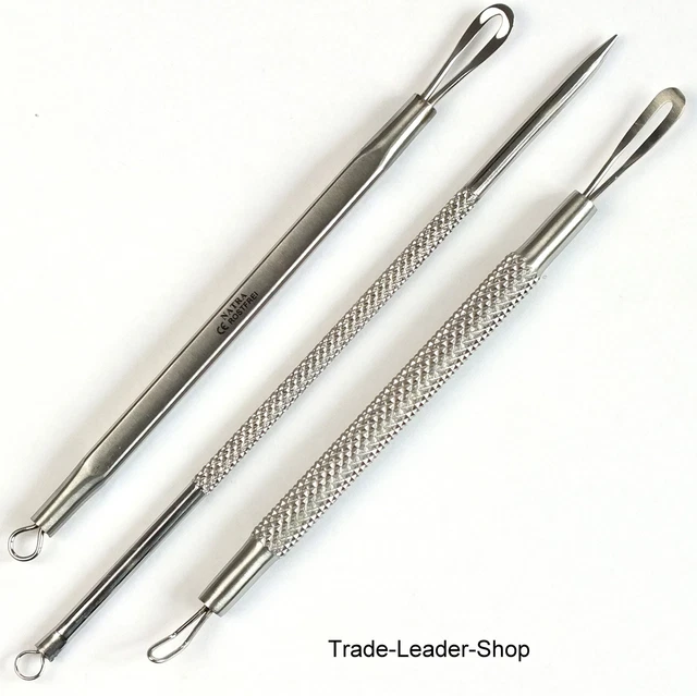 Lot De 3 Tire-comédons En Inox Natra - Pour Points Noirs Et Acné, Neuf Sous Emballage