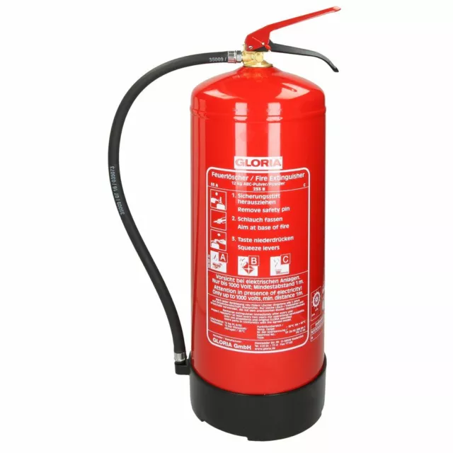 Feuerlöscher Gloria 12 KG ABC Pulver Typ PD 12 GA mit Wandhalterung