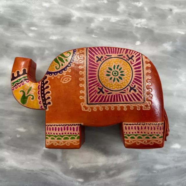 Leather Elephant Piggybank Piggy Bank Coin Purse Button Closure Made in India