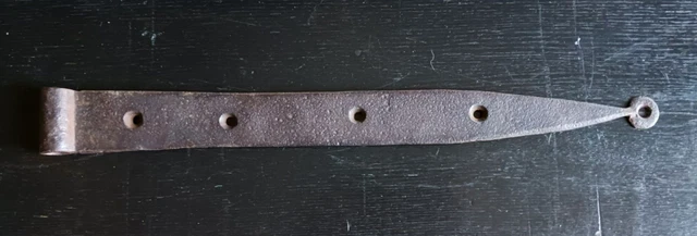 ANTIQUE Primitive 20" HAND FORGED IRON BARN DOOR STRAP HINGE c.1840