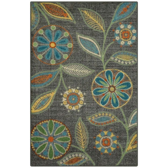 Reggie Floral Kitchen Rugs Non Skid Accent Area Carpet