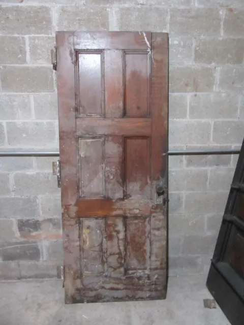 ~ ANTIQUE OAK 6 PANEL DOOR WITH HARDWARE I ~ 32 x 81.5 ARCHITECTURAL SALVAGE 7