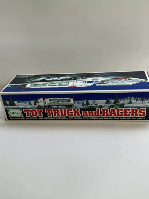 1997 Hess Toy Truck And Racers (2) Race Cars Brand New In Box